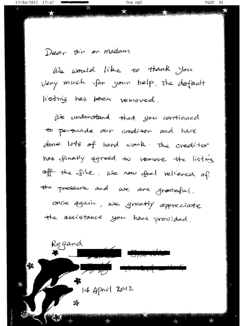we greatly appreciate the assistance you have provided